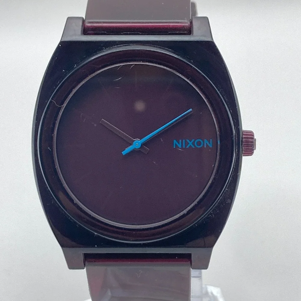 Nixon The Time Teller P Mens Watch 39mm Purple Minimal Polycarbonate New Battery